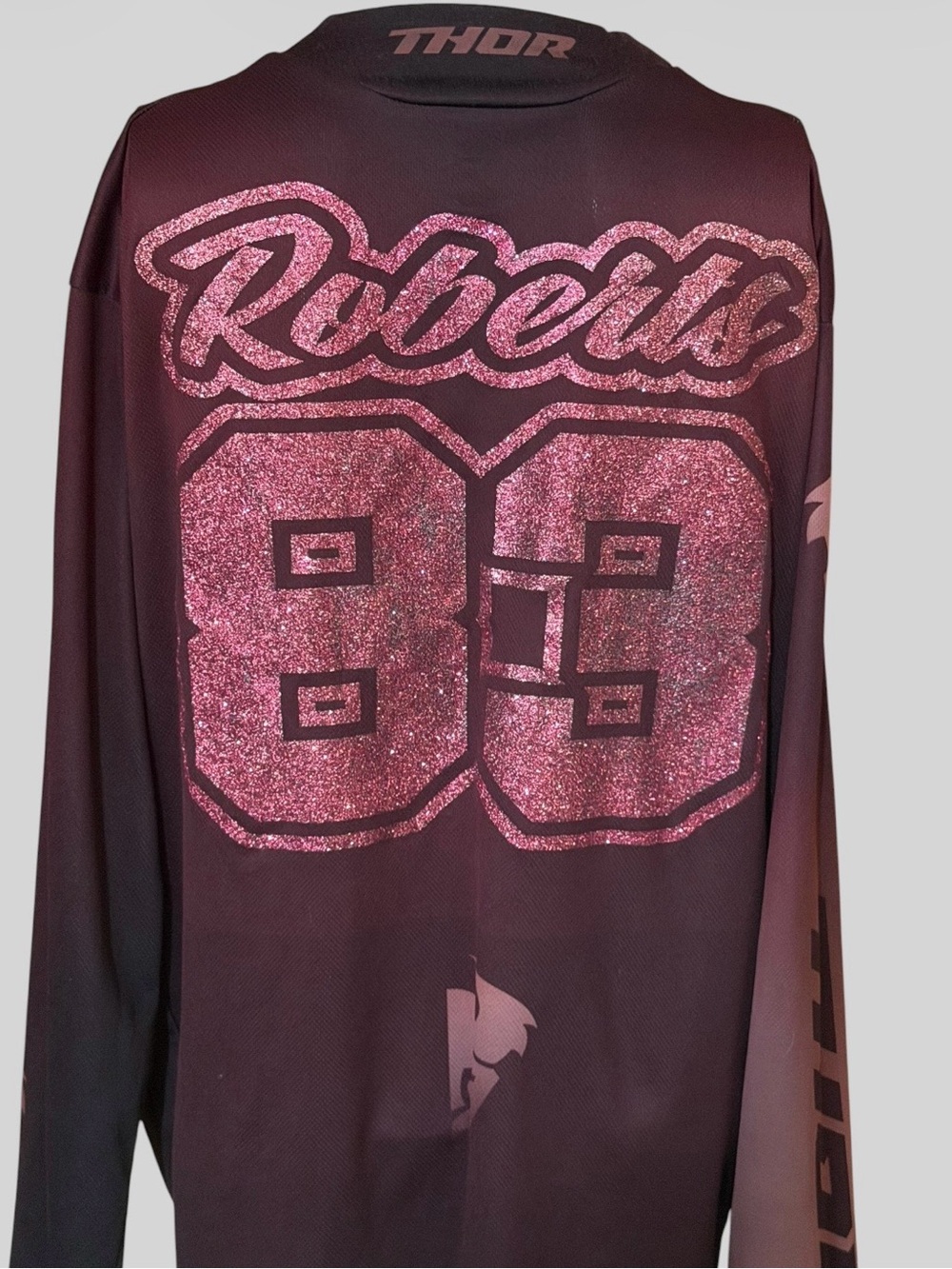 Thor Long Sleeve Motocross Jersey - Black with Maroon Logo - Picture 3 of 8